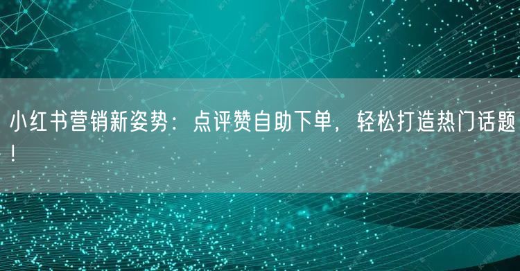 小红书营销新姿势：点评赞自助下单，轻松打造热门话题！