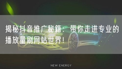 揭秘抖音推广秘籍：带你走进专业的播放量刷网站世界！