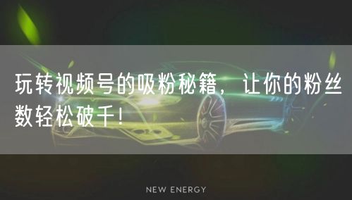 玩转视频号的吸粉秘籍，让你的粉丝数轻松破千！