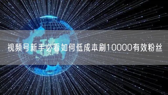 视频号新手必看如何低成本刷10000有效粉丝
