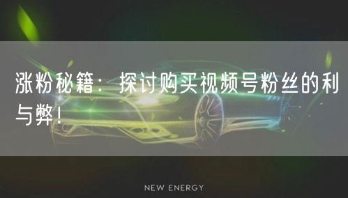 涨粉秘籍：探讨购买视频号粉丝的利与弊！