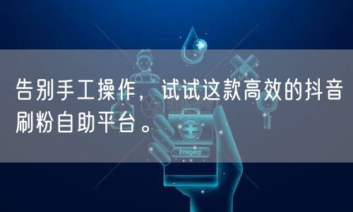 告别手工操作,试试这款高效的抖音刷粉自助平台。