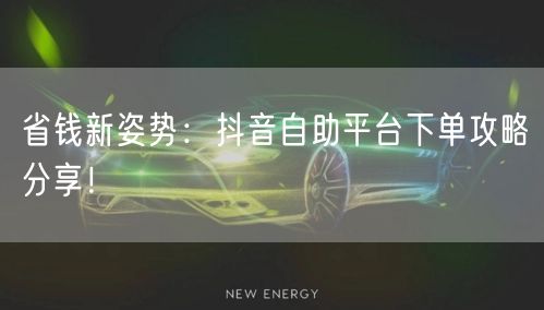 省钱新姿势：抖音自助平台下单攻略分享！