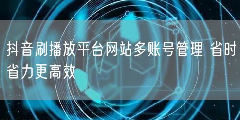 抖音刷播放平台网站多账号管理 省时省力更高效