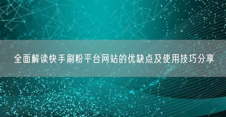 全面解读快手刷粉平台网站的优缺点及使用技巧分享