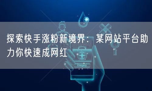 探索快手涨粉新境界：某网站平台助力你快速成网红