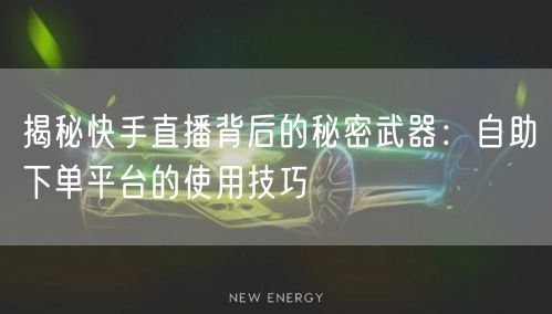 揭秘快手直播背后的秘密武器：自助下单平台的使用技巧