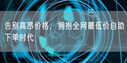 告别高昂价格，拥抱全网最低价自助下单时代