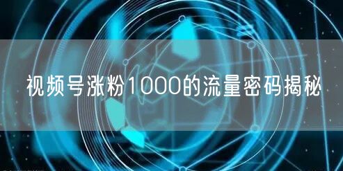 视频号涨粉1000的流量密码揭秘