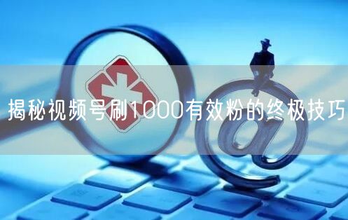 揭秘视频号刷1000有效粉的终极技巧