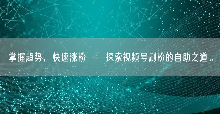 掌握趋势，快速涨粉——探索视频号刷粉的自助之道。