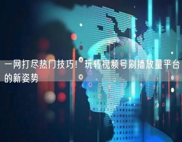 一网打尽热门技巧！玩转视频号刷播放量平台的新姿势