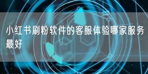 小红书刷粉软件的客服体验哪家服务最好
